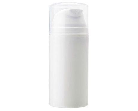 Airless Pump Dispenser, White Plastic with Clear PP Overcap (100ml)