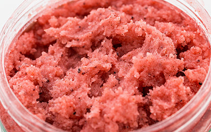 image of Himalayan pink salt scrub in a jar