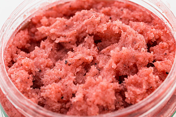 image of Himalayan pink salt scrub in a jar