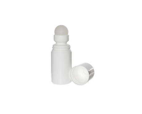 Roll On Container, White Plastic (50 ml)