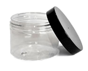 Jar, Clear PET straight sided 100ml with a black polypropylene (PP) Screwcap - Aromantic UK